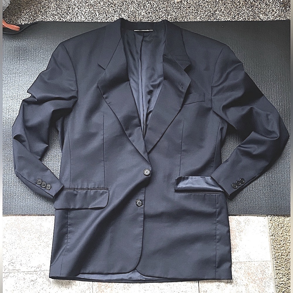Hugo Boss Dark Thunder Blue 💯 Wool Dress Blazer | size 39 | like new
